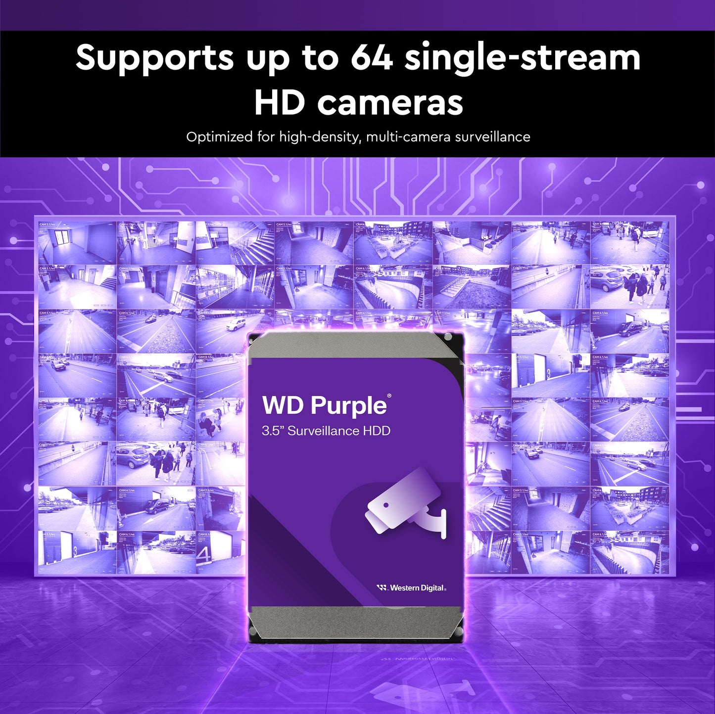 Western Digital 18TB WD Purple Pro Surveillance Internal Hard Drive HDD - SATA 6 Gb/s, 512 MB Cache, 3.5" - WD181PURP