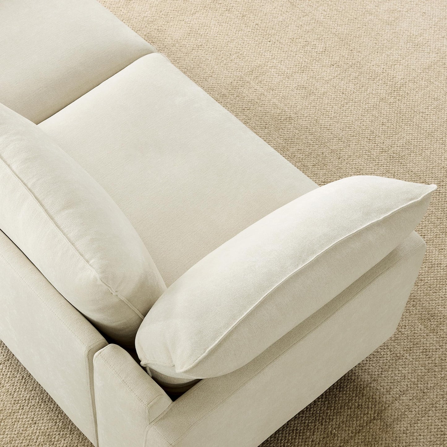 CHITA 127" Super Large Sectional Couches for Living Room, Modular Cloud Couch Sectional Sofa, Premium Fabric Couches, Down Filled, High Density Foam, Chenille in Cream, 4 Seat L Shaped