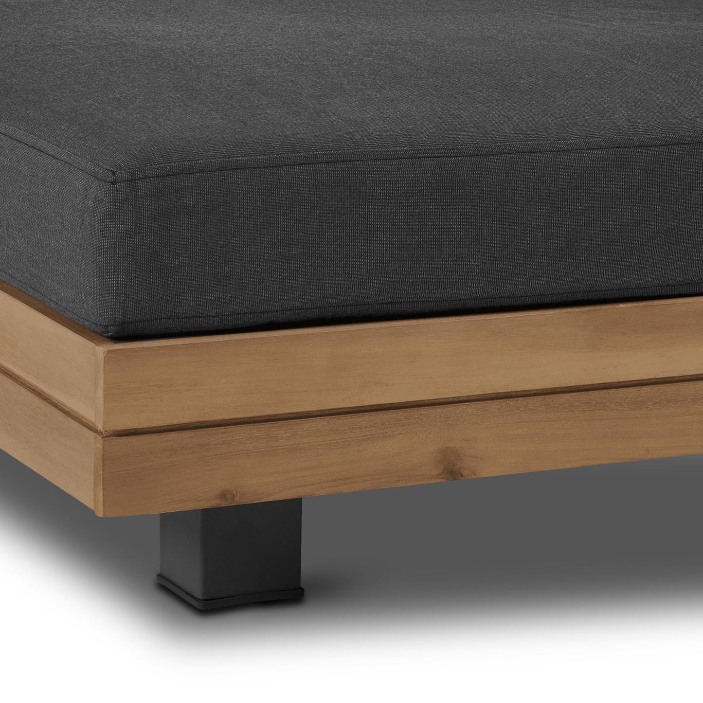 Poly & BARK Celenza Modular Corner Sectional Set with Coffee Table–Outdoor Sectional in Acacia Wood and Powder‑Coated Steel with Weather‑Resistant Cushions–Stylish Patio Lounge for Family and Guests