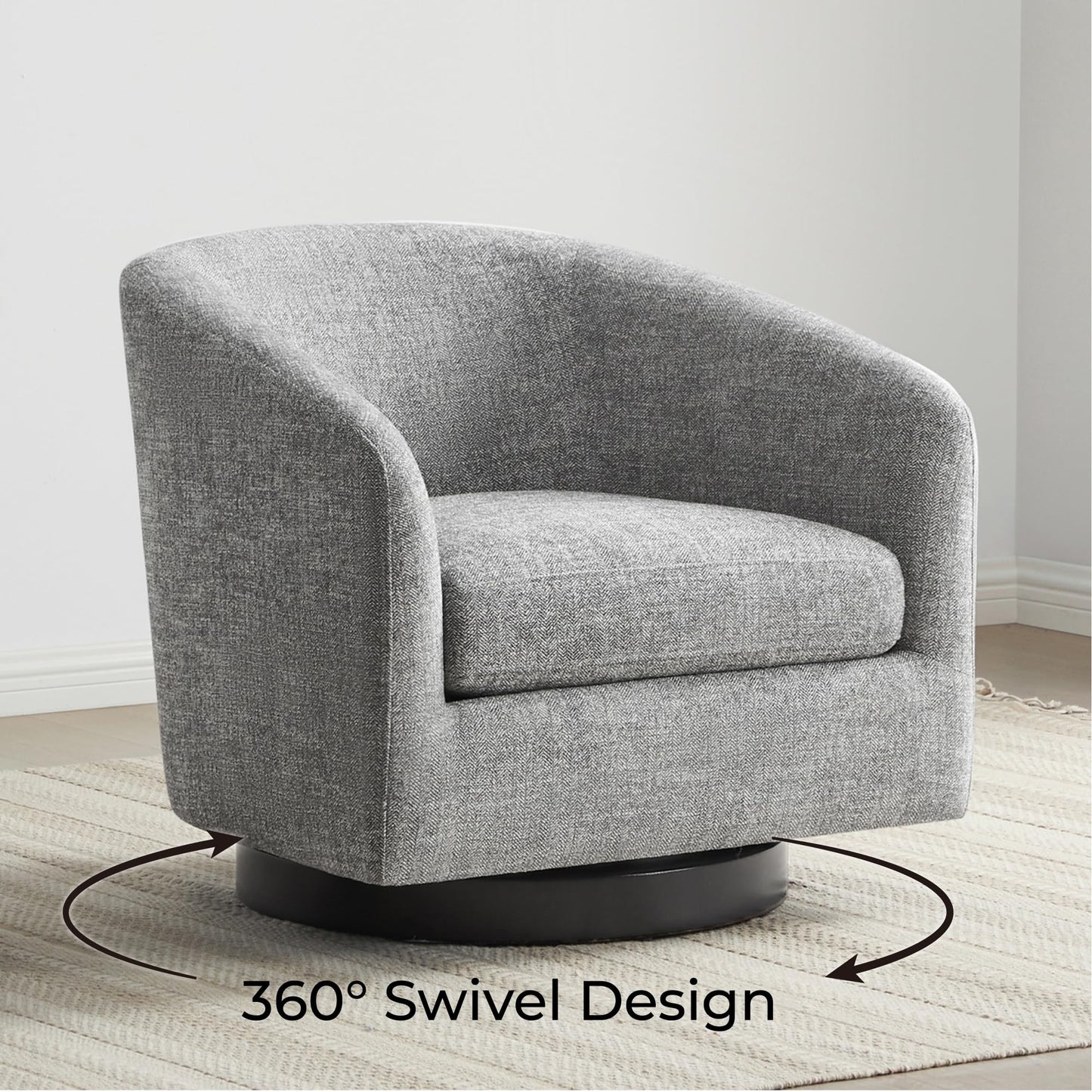 CHITA Swivel Accent Chair Set of 2, Fully Assembled Fabric Barrel Armchair with FSC Certified Upholstered for Living Room, Bedroom and Office, Flax Beige