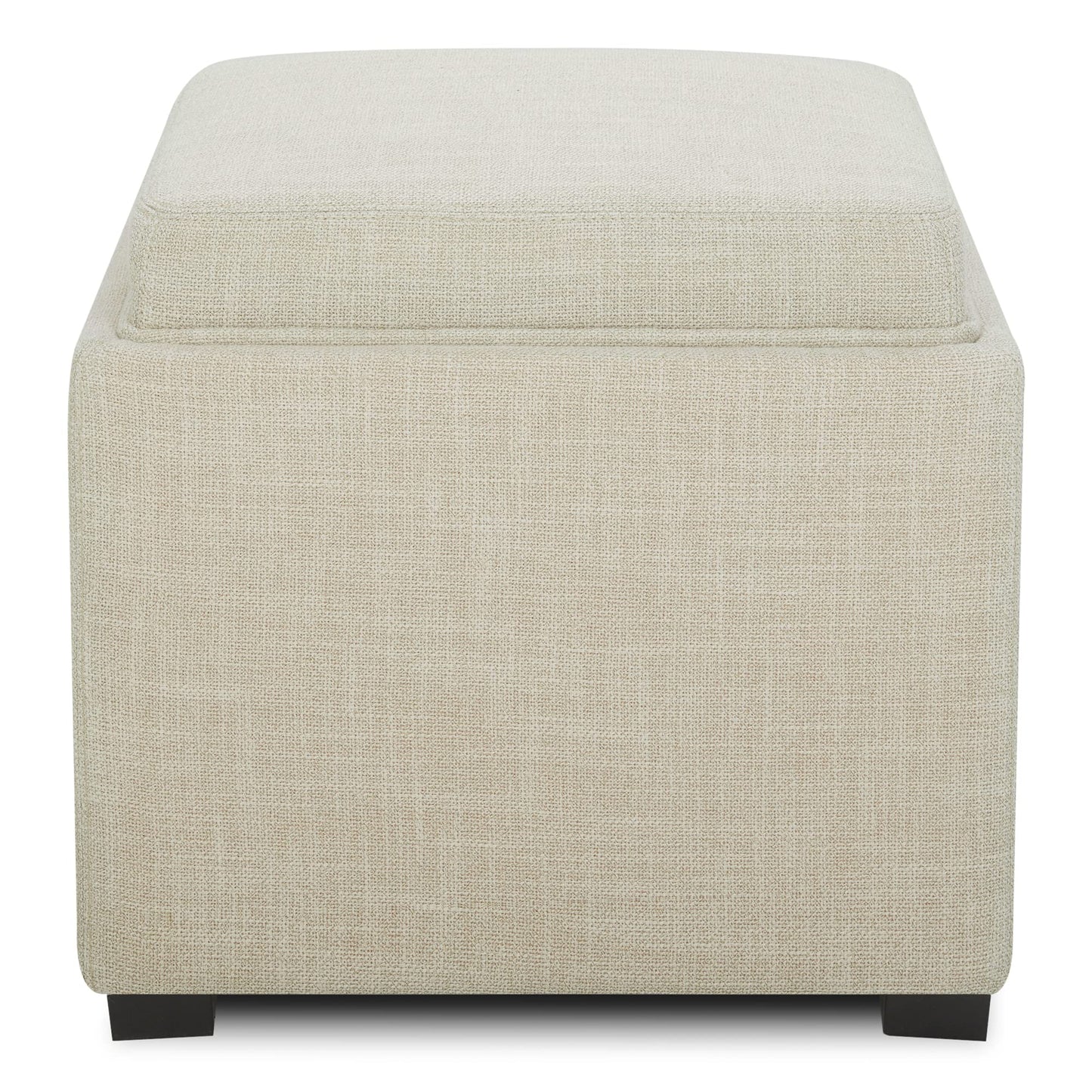 CHITA Storage Ottoman Cube with Tray Lid, Small Footstool with Storage, Square End Table for Living Room and Bedroom, Faux Leather in Saddle Brown