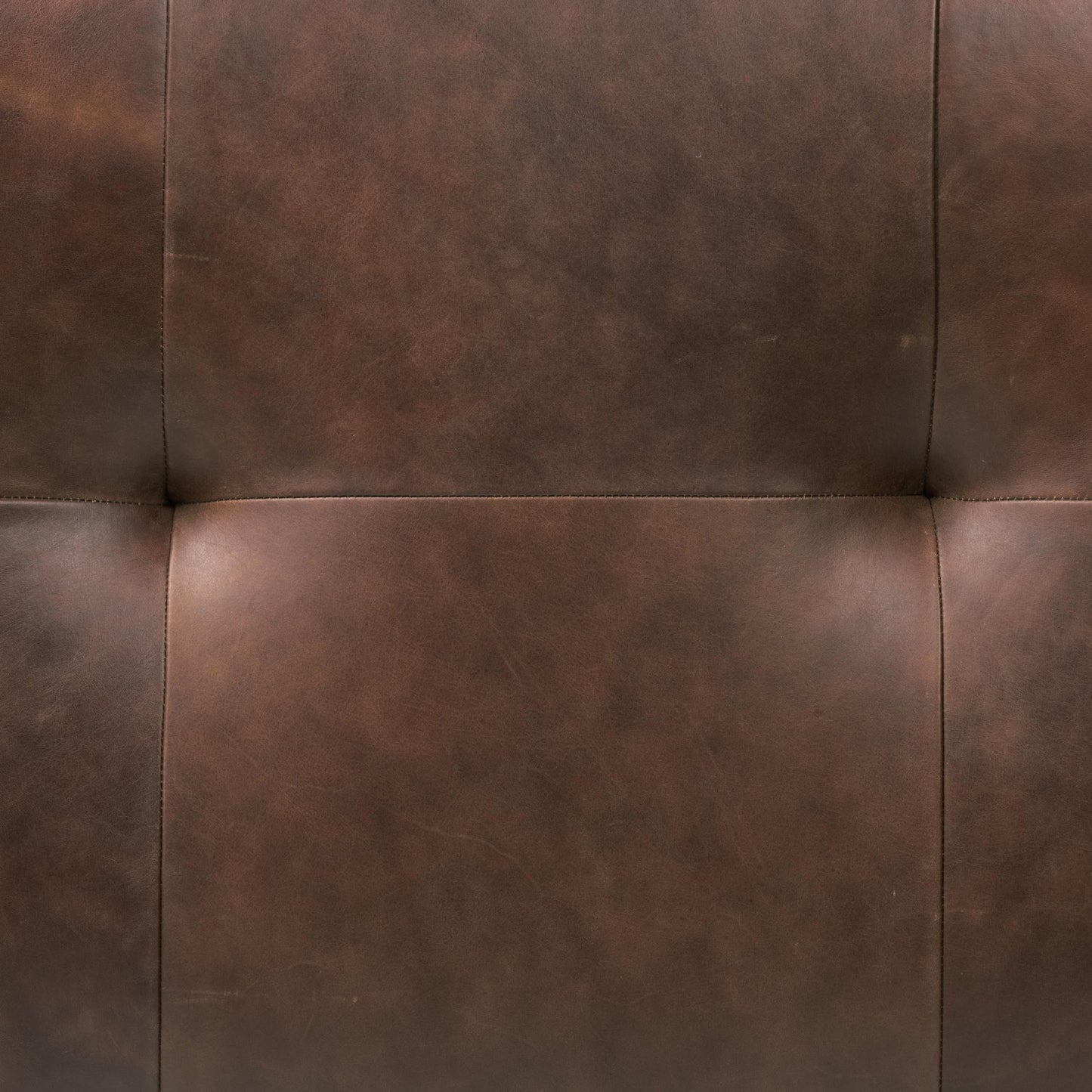 POLY & BARK Denver Ottoman – 43" Large Pouf with Feather-Down Topper – Full-Grain Leather Upholstered Pouf Ottoman for Living Room – Vintage Italian Leather in Cognac Tan