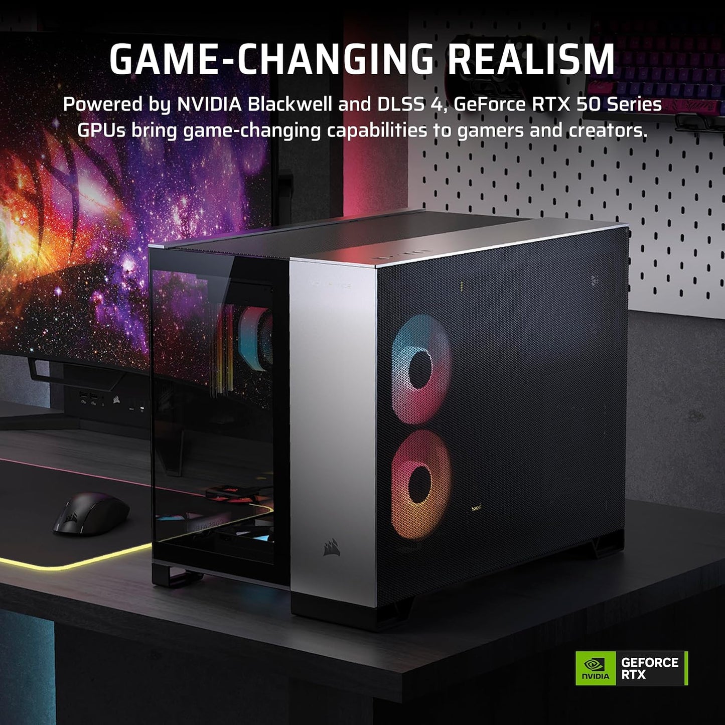 Corsair Vengeance i5200 Gaming PC – Liquid Cooled Intel® Core™ Ultra 9 285K CPU, NVIDIA® GeForce RTX™ 5090 GPU, 64GB Dominator Titanium RGB DDR5 Memory, 2+2TB M.2 SSD – Black/Silver
