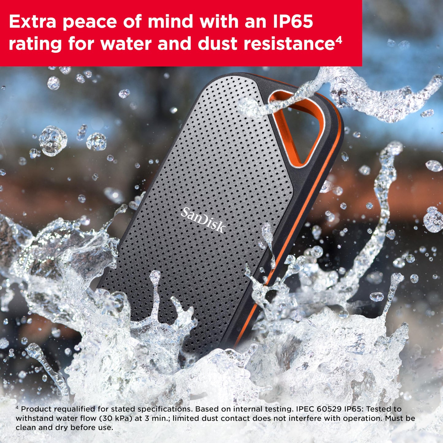 SANDISK 4TB Extreme PRO Portable SSD - Up to 2000MB/s - USB-C, USB 3.2 Gen 2x2, IP65 Water and Dust Resistance, Updated Firmware - External Solid State Drive - SDSSDE81-4T00-G25,Black