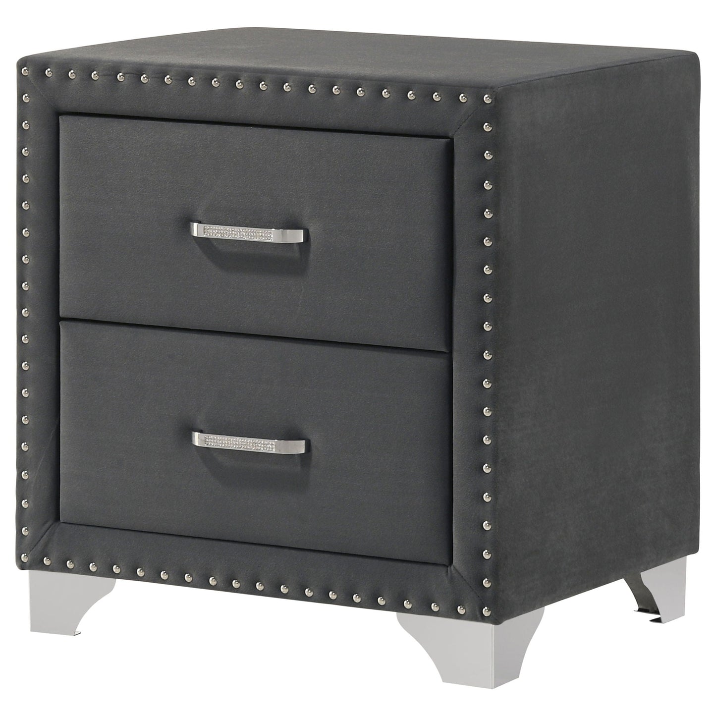 Melody Upholstered 2-drawer Nightstand Grey