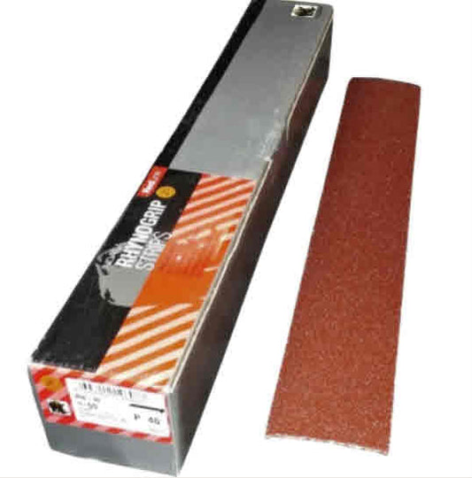 Indasa 2.75" x 16.5" File Board Sanding Strips – Rhynogrip Red Line, Hook & Loop, 36–600 Grit (950 Series)