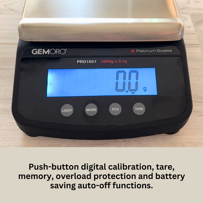 Professional Digital Scale KG, G, 1600g x 0.1g - GEMORO PRO1601