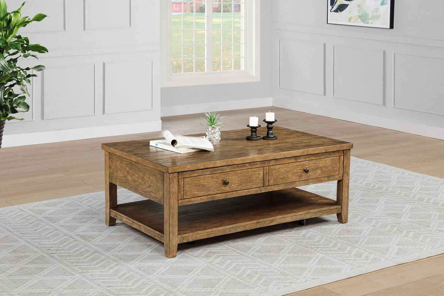 Payne 48-inch Mobile Lift Top Coffee Table Distressed Brown