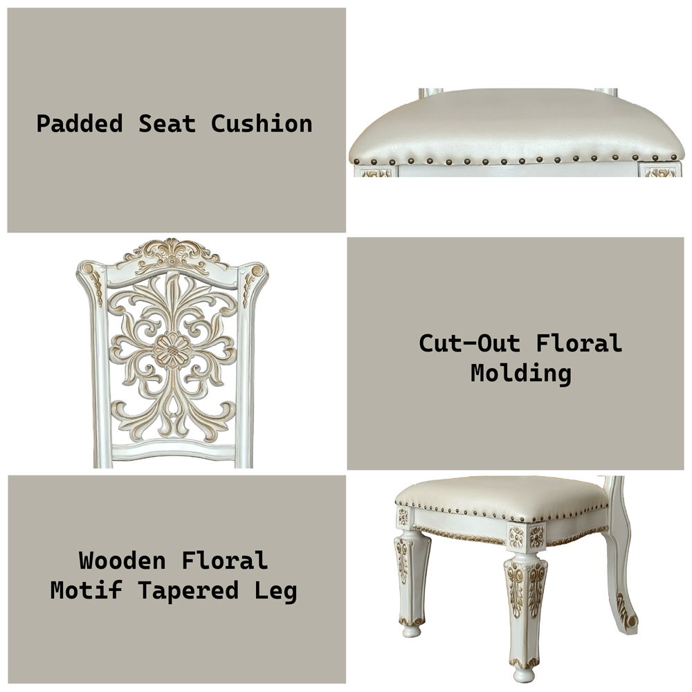 Vendome - 48" Side Chair (Set of 2) - Synthetic Leather & Antique Pearl