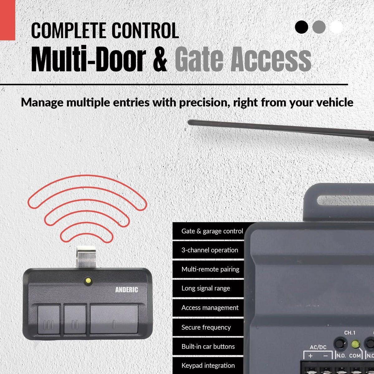 Anderic Substitute Kit for Linear 4140 Multi-Code 4-button 300 MHz Visor Garage Door Opener Remote Control [RR850LM]