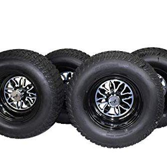 20x10.00-10 ATW-020 Turf Tires with 10x7 Fusion Glossy Black Wheels for Golf Carts (Set of 4)