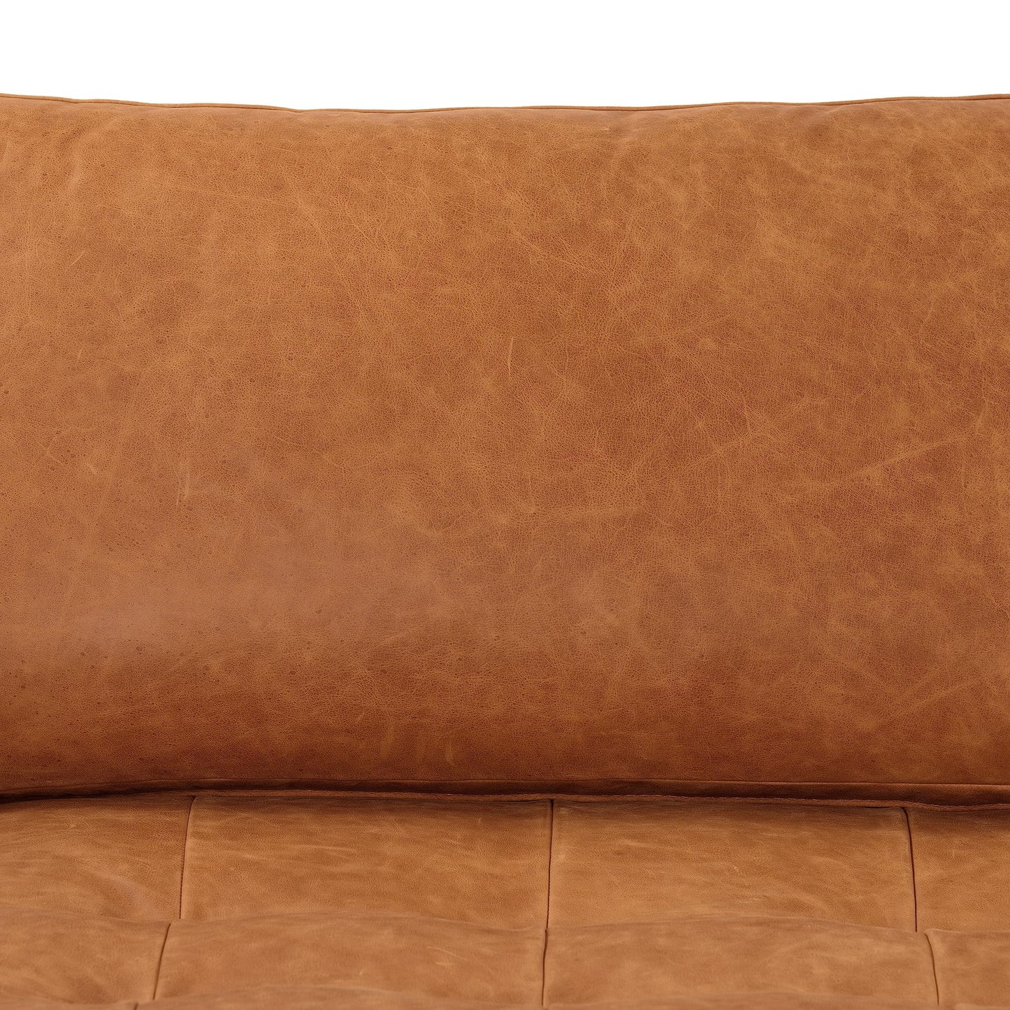Poly & BARK Harper Left-Facing Leather Sleeper Sectional Sofa Cognac Tan– Full-Grain Aniline Leather, Sculptural Silhouette, Walnut-Finished Legs – Modern Statement Sofa for Living Spaces