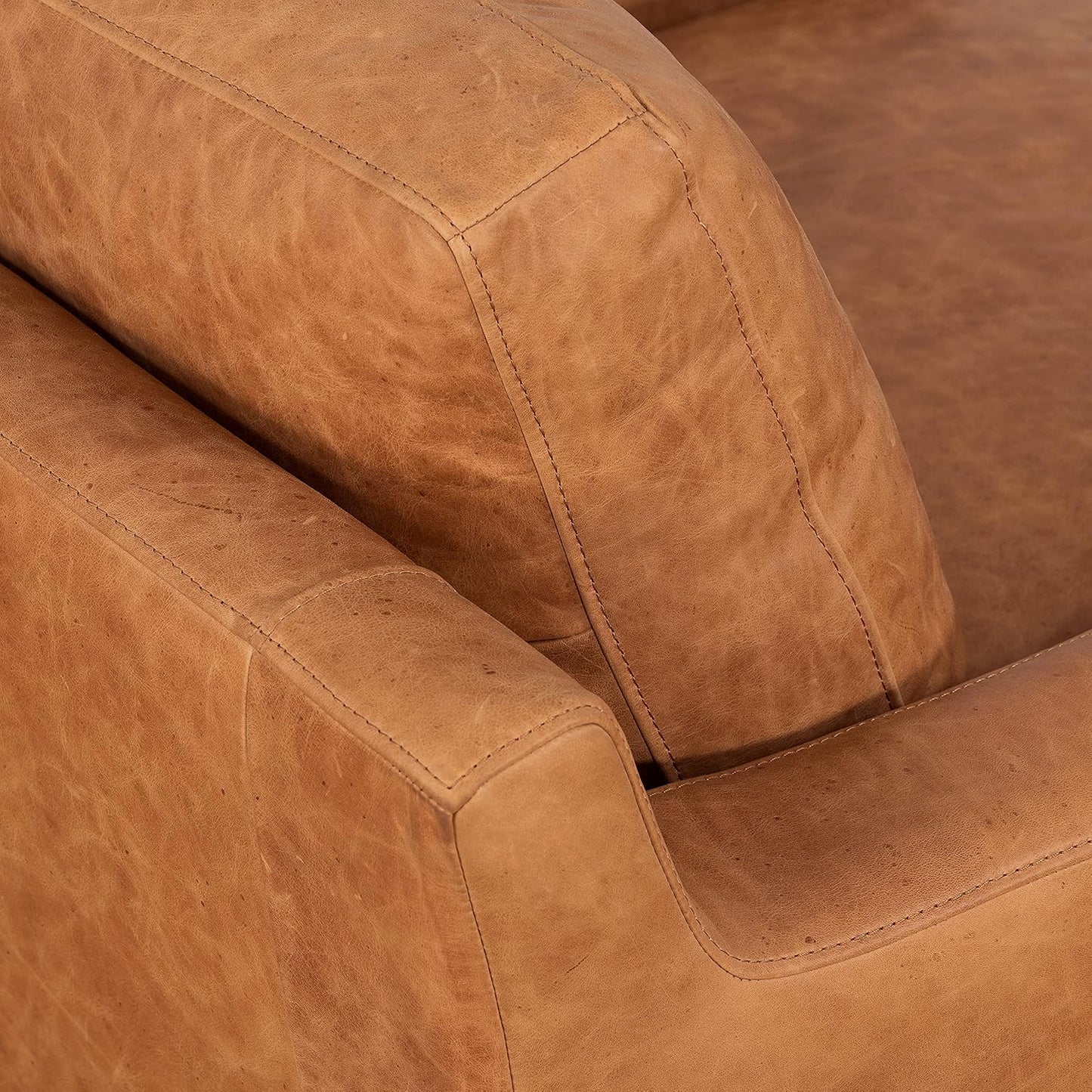 Poly & BARK Sorrento Lounge Chair in Full-Grain Pure-Aniline Italian Tanned Leather in Cognac Tan