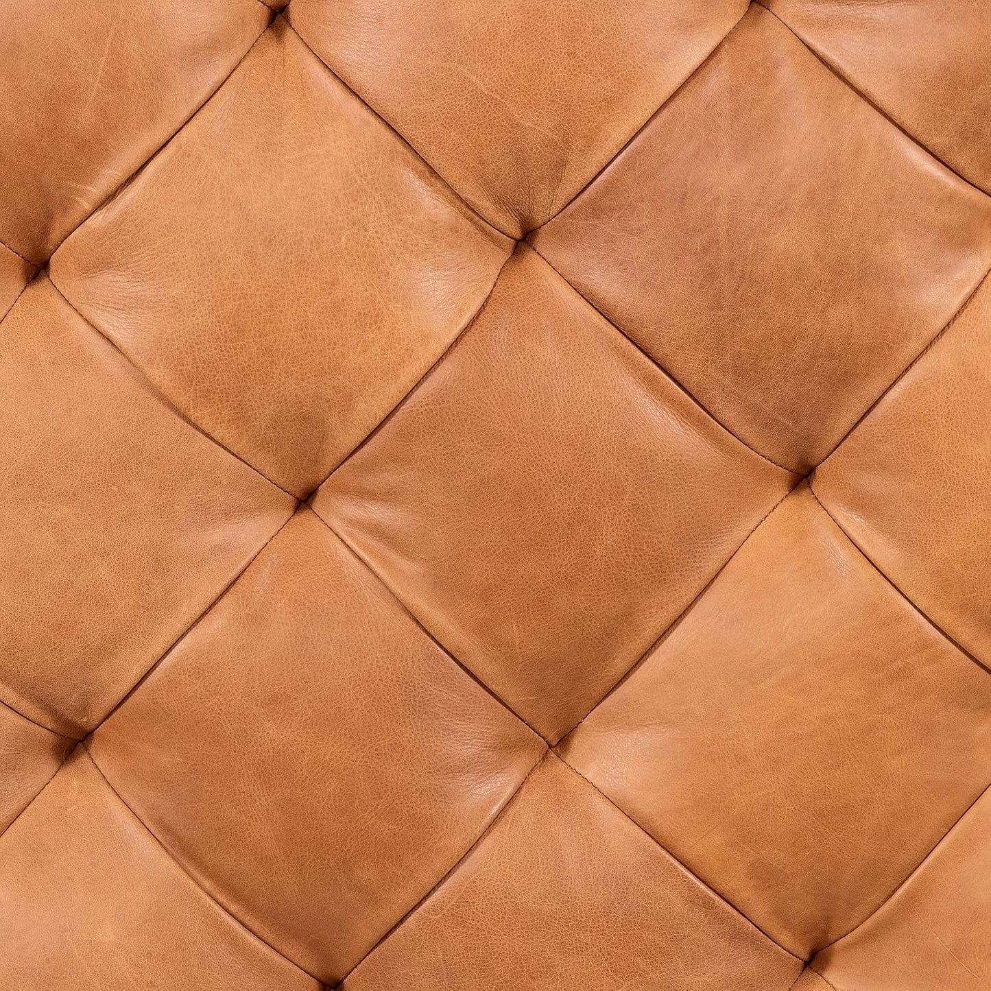 POLY & BARK Turin Ottoman in Full-Grain Pure-Aniline Dyed Italian Tanned Leather in Cognac Tan