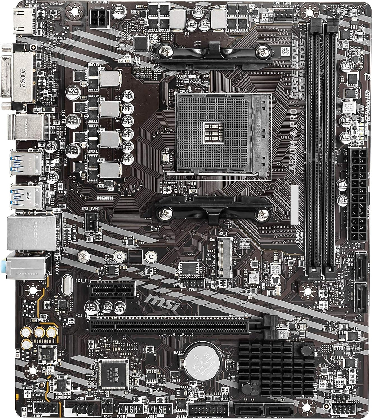 MSI A520M-A PRO Gaming Motherboard (AMD Ryzen 5000, AM4, DDR4, PCIe 3.0, SATA 6Gb/s, M.2, USB 3.2 Gen 1, DVI/HDMI, Micro-ATX)