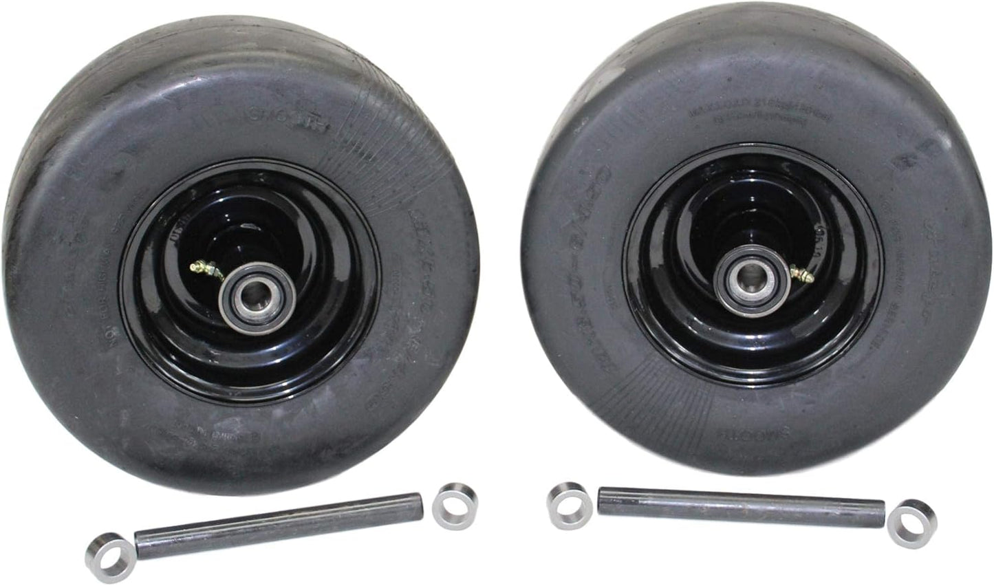 13x6.50-6 Semi-Pneumatic Flat Free Smooth with 6x4.5 Black Wheel (Set of Four)
