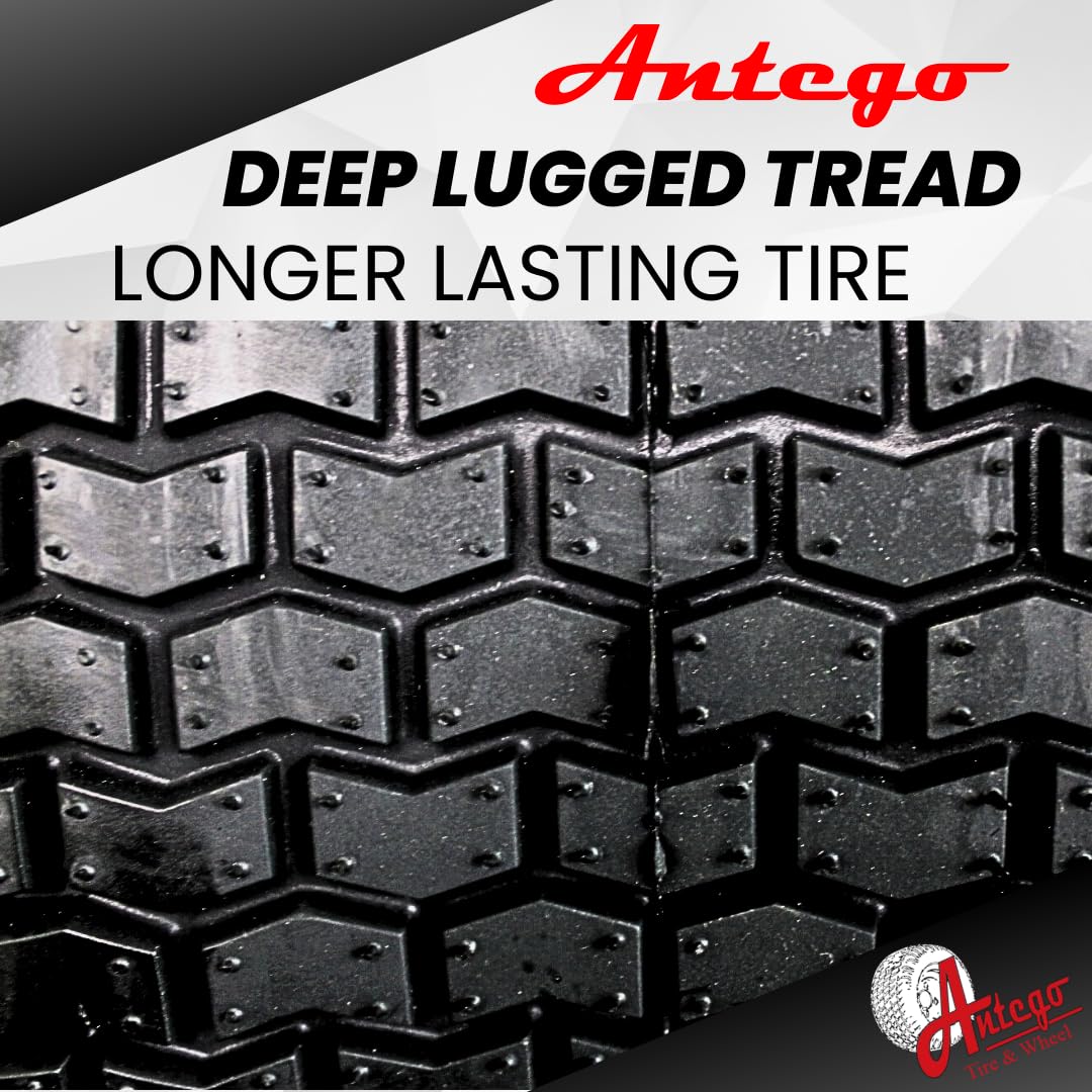 20x10.00-8 Tires with 8x7 John Deere Yellow Wheels 2 Ply for Lawn & Garden Mower Turf Tires (Set of 4)
