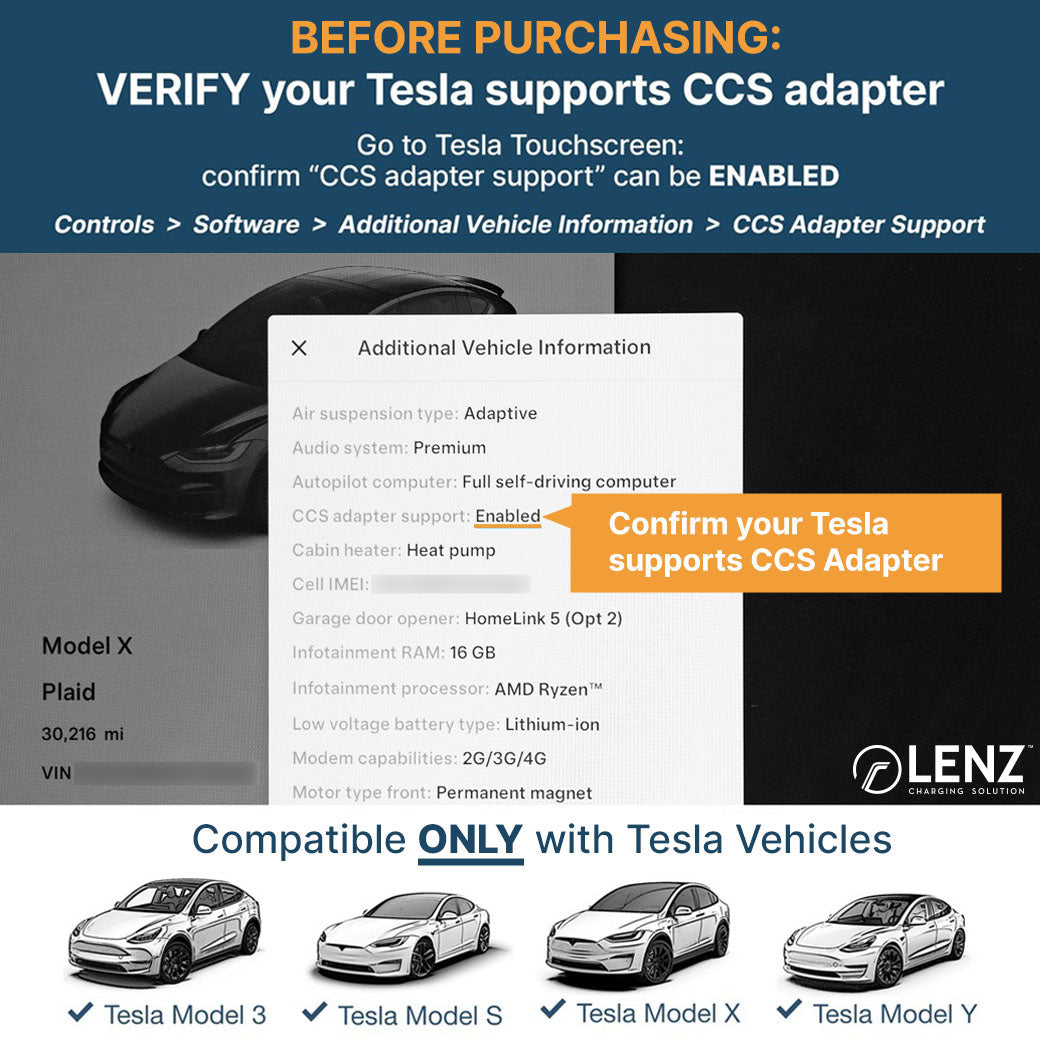 LENZ CCS1 to NACS Port (Tesla) Charging Adapter