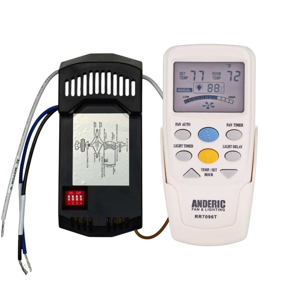 Anderic Substitute for Hampton Bay 3-Speed Universal Ceiling Fan Thermostatic Remote Control Kit with LCD Display [CHQ7096TKIT]