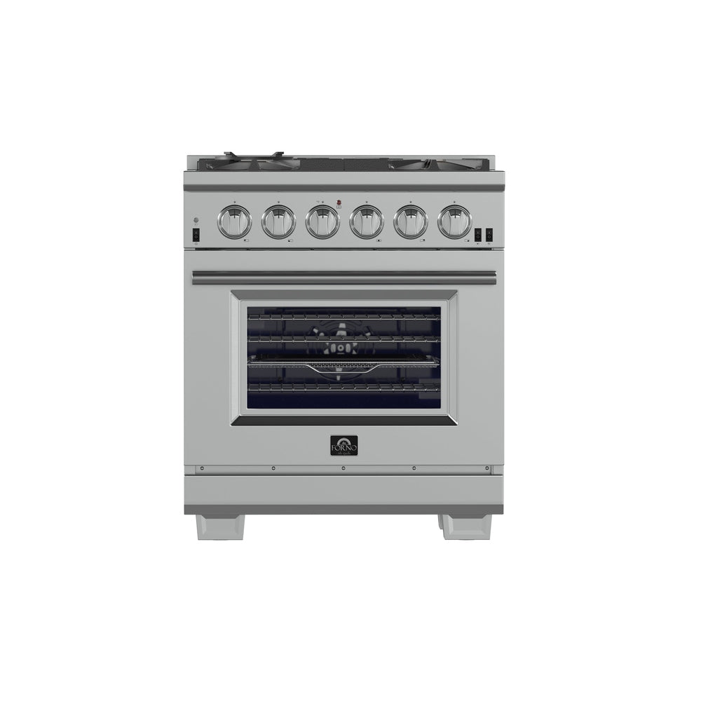 Forno Capriasca 30-Inch Freestanding Gas Range, 4 Burners, True Convection Oven