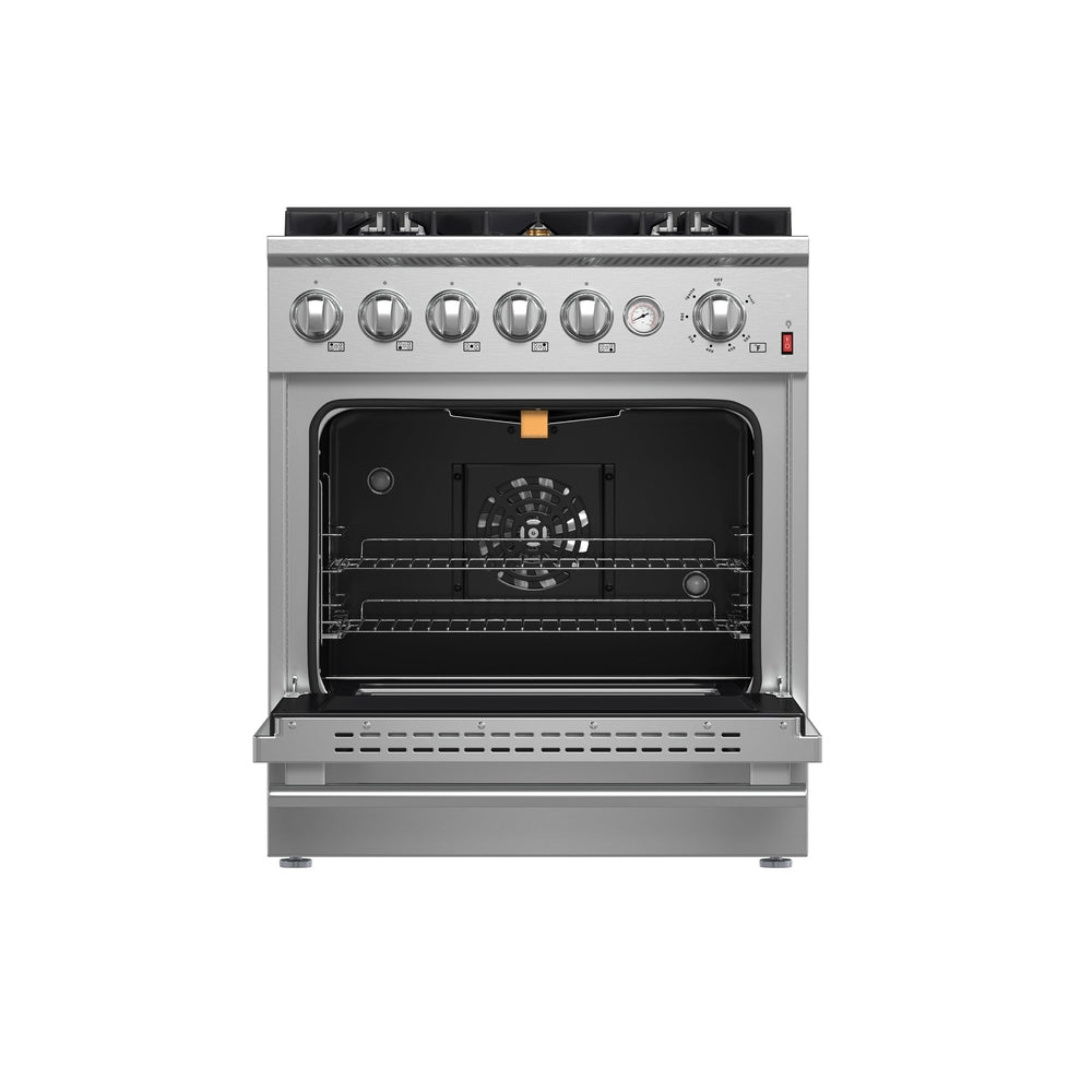 FORNO Giovanni 30-inch Gas Range Stainless Steel, 5 Burners 67,000 BTU, 4.32 cu.ft. Convection Oven