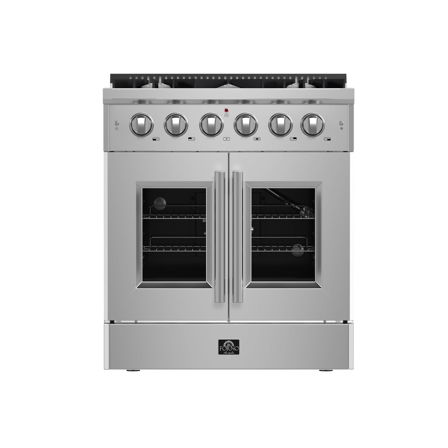 Forno Galiano 30-Inch Freestanding French Door Gas Range, 5 Burners, Convection Oven, Energy Efficient
