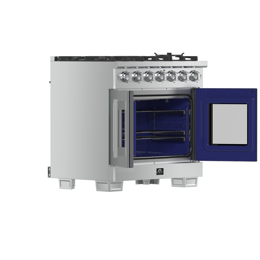 Forno Capriasca 36-Inch Freestanding French Door Gas Range, 6 Burners, Convection Oven, Energy Efficient