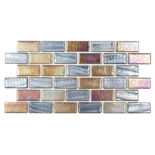 Aquatica Black 1"x2" Glass Mosaic Tile 12"x12" - Illusions Collection