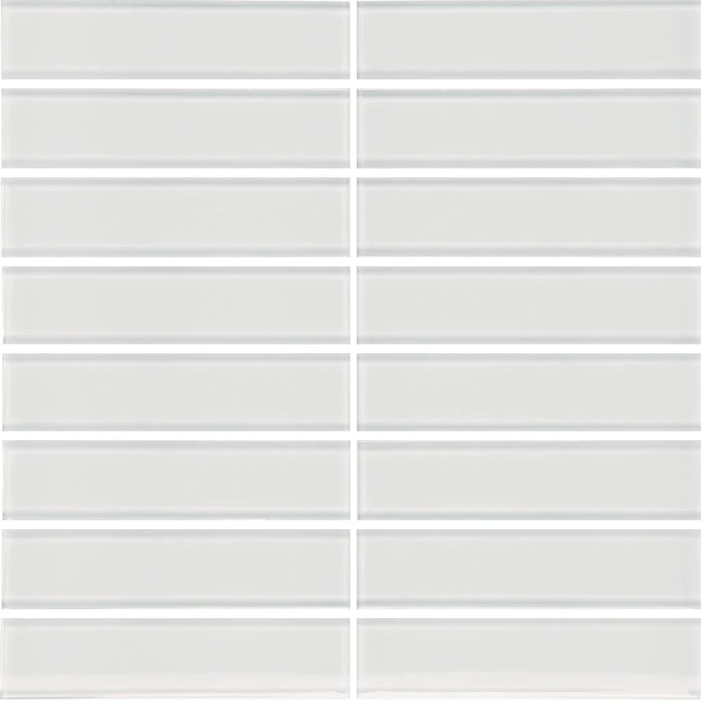 Aquatica Ice 1.5"x6" Stacked Glass Mosaic Tile 11.75"x11.75" - Element Collection
