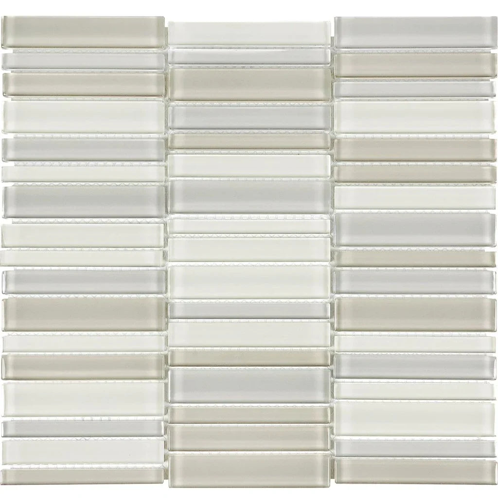 Aquatica Natural Blend 1"x4" Stacked Glass Mosaic Tile 11.25"x11.75" - Element Collection