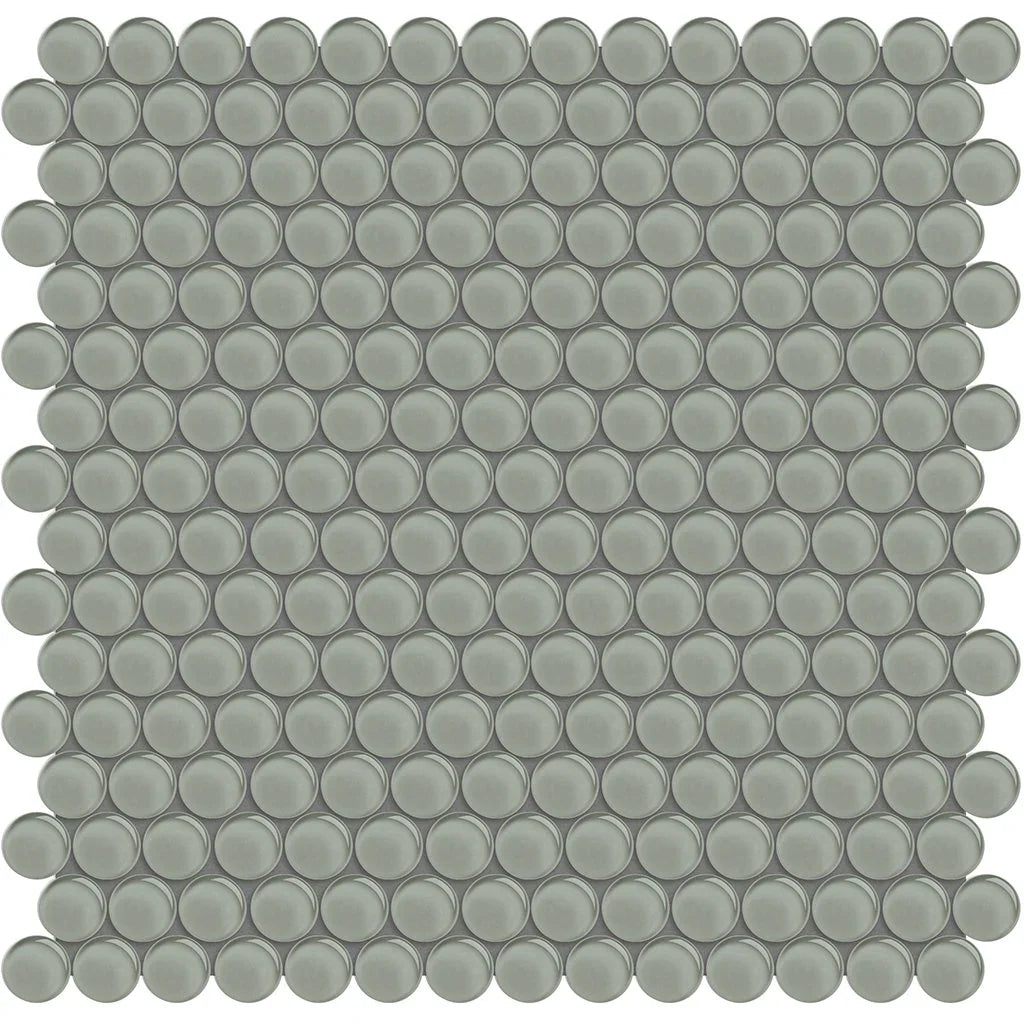 Aquatica Penny Round Smoke Glass Mosaic Tile 11.50"x11.75" - Element Collection