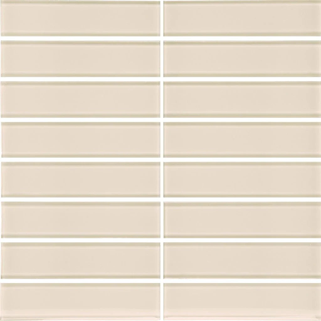 Aquatica Sand 1.5"x6" Stacked Glass Mosaic Tile 11.75"x11.75" - Element Collection