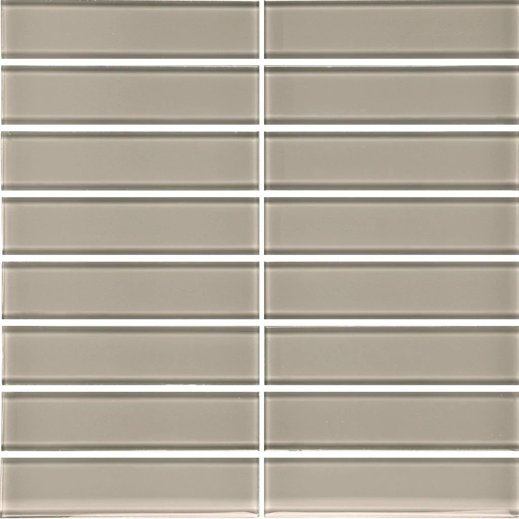 Aquatica Smoke 1.5"x6" Stacked Glass Mosaic Tile 11.75"x11.75" - Element Collection
