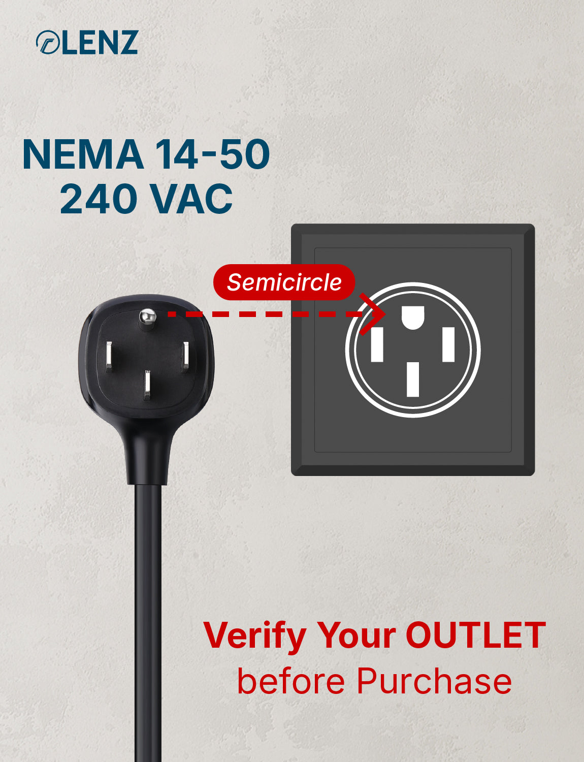 NEMA 14-50 Adapter Compatible with Tesla Gen 2 and Gen 3 Mobile Chargers Standard 10" Length