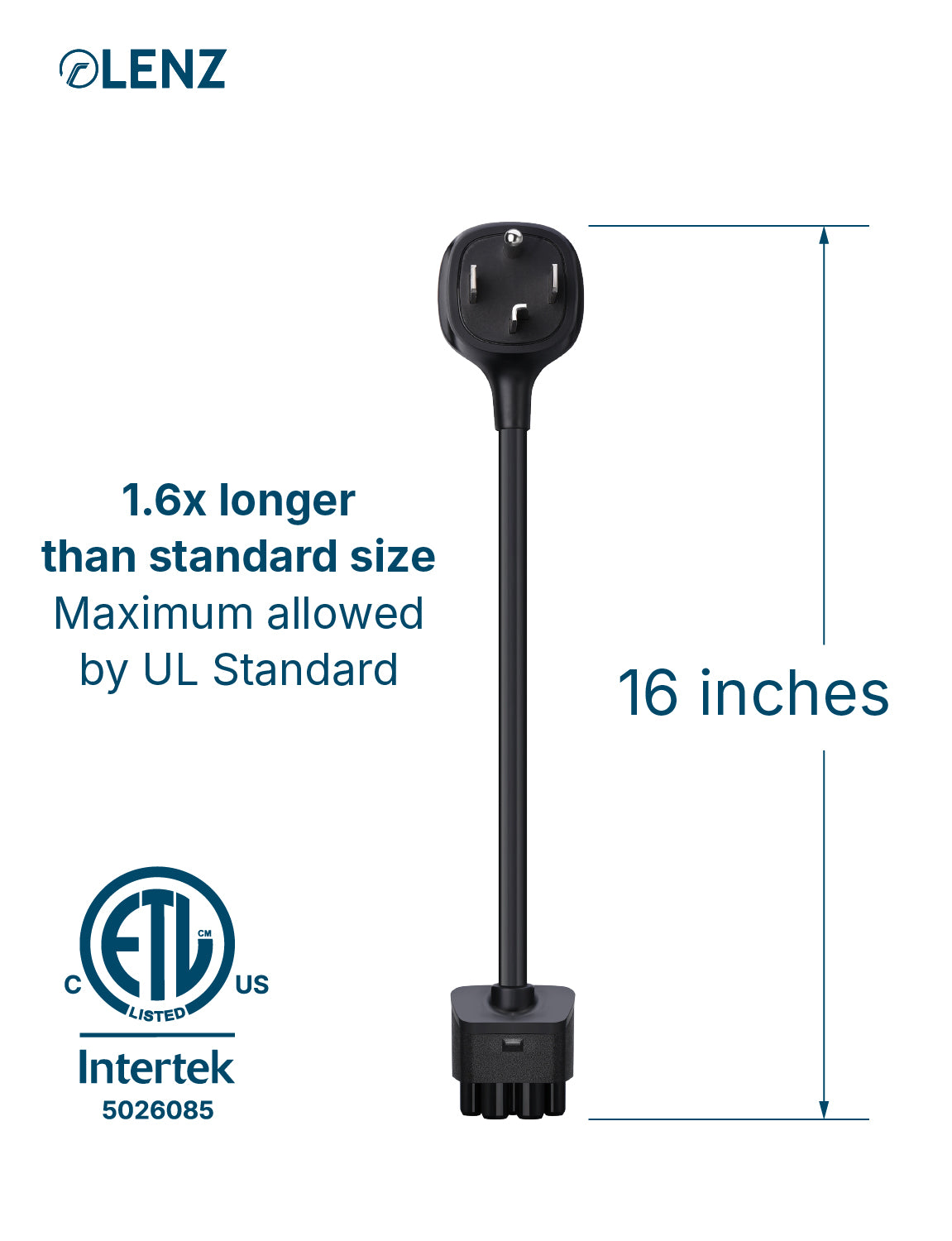 NEMA 14-30 Adapter Compatible with Tesla Gen 2 and Gen 3 Mobile Chargers Extended 16" Length