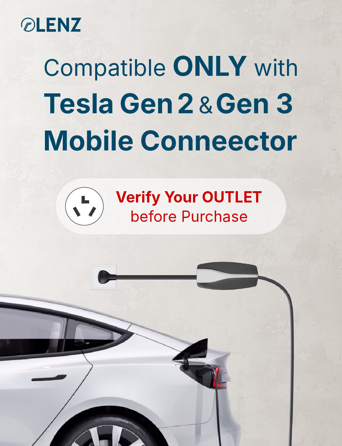NEMA 10-30 Adapter Compatible with Tesla Gen 2 and Gen 3  Mobile Chargers Extended 16" Length
