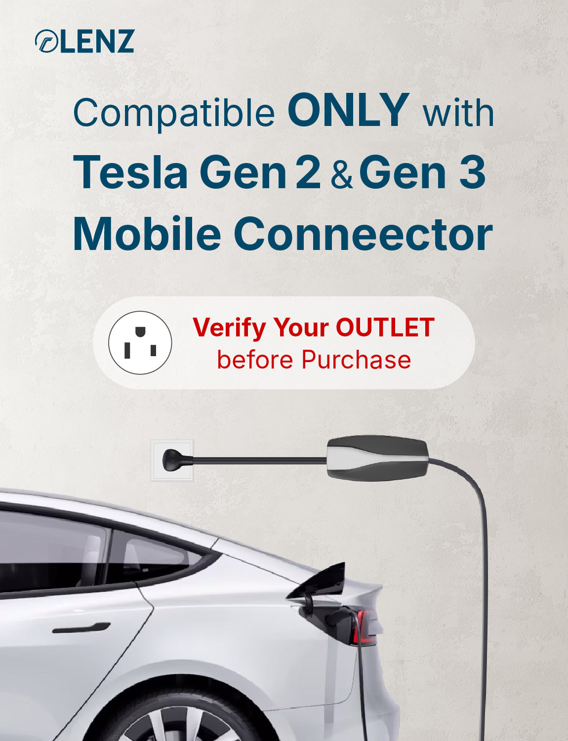 NEMA 6-50 Adapter Compatible with Tesla Gen 2 and Gen 3 Mobile Chargers Extended 16" Length