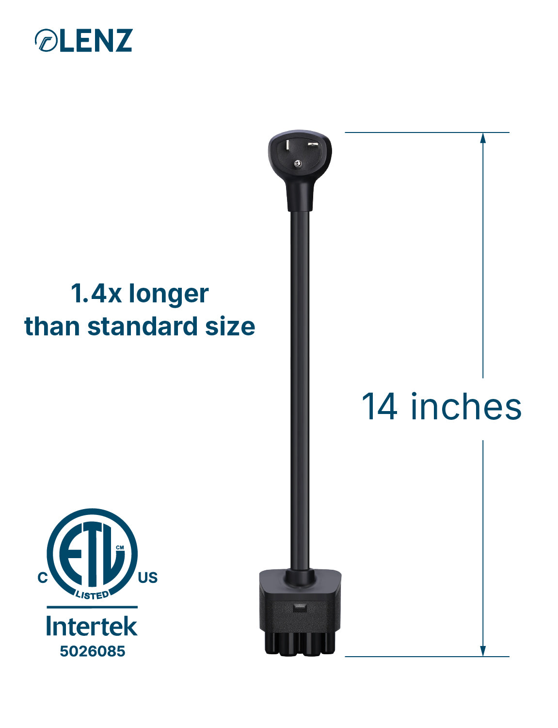 NEMA 5-20 Adapter Compatible with Tesla Gen 2 and Gen 3 Mobile Chargers Extended 14" Length