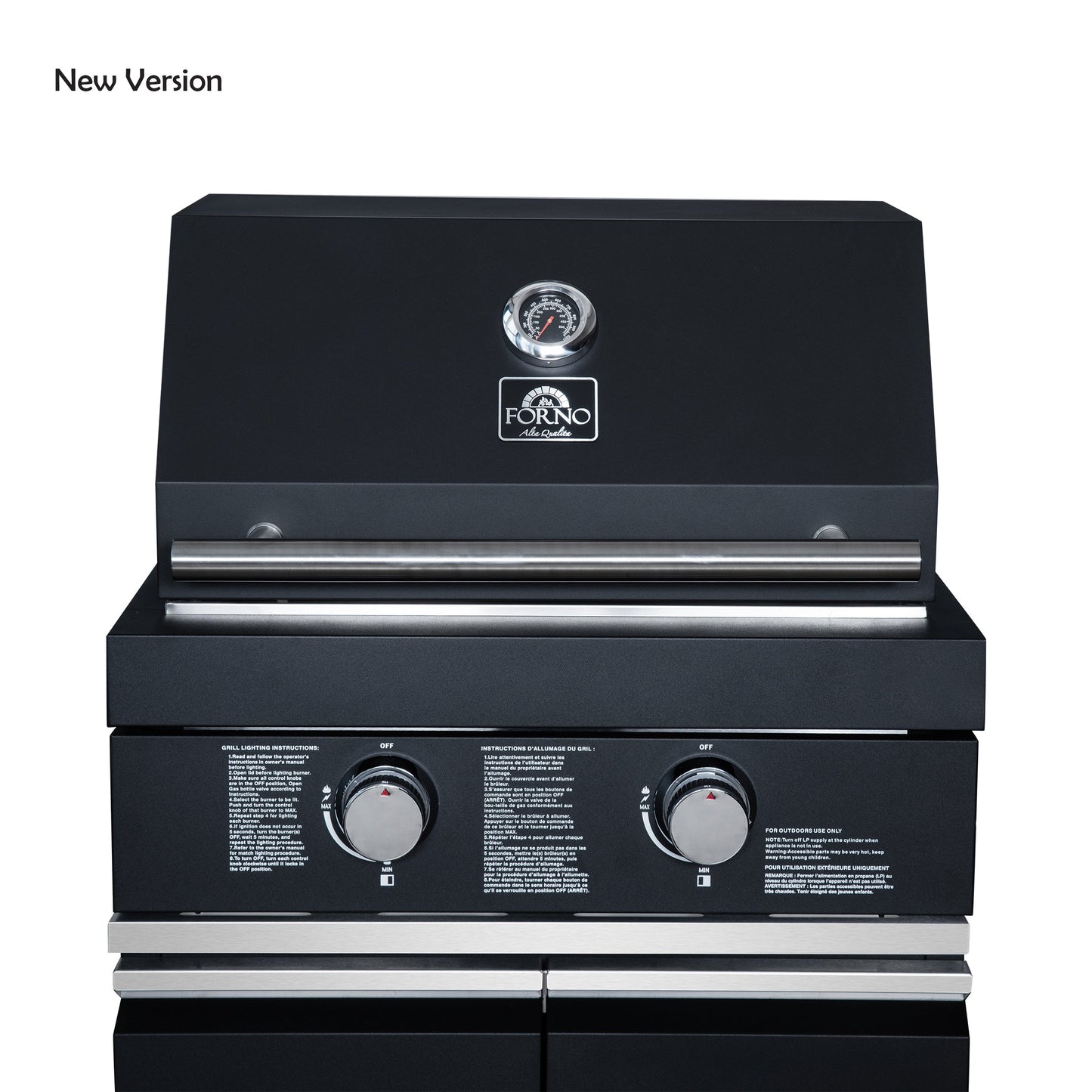 Forno All’Aperto 99,600 BTU Outdoor Kitchen, 5 Burners, Infrared Burners, Side Burner, Black Sintered Stone Countertops, Gas Pizza Oven, Sink Module, Bar & Beverage Center