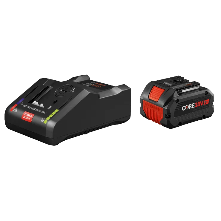 BOSCH GXS18V-16N14 18V Starter Kit with (1) CORE18V® 8 Ah High Power Battery and (1) 18V 16 Amp Battery Turbo Charger