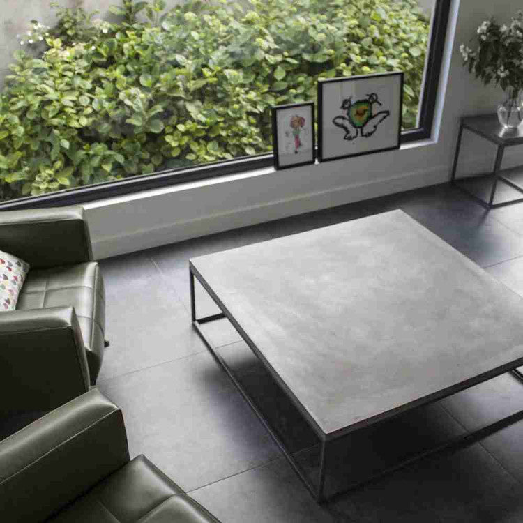 GFRC Concrete Modern Coffee Table with Steel Legs 39.5x31.5x12
