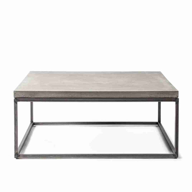 Lightweight Concrete Coffee Table Barocco Acheron Modern Design Steel Legs 35.5x35.5