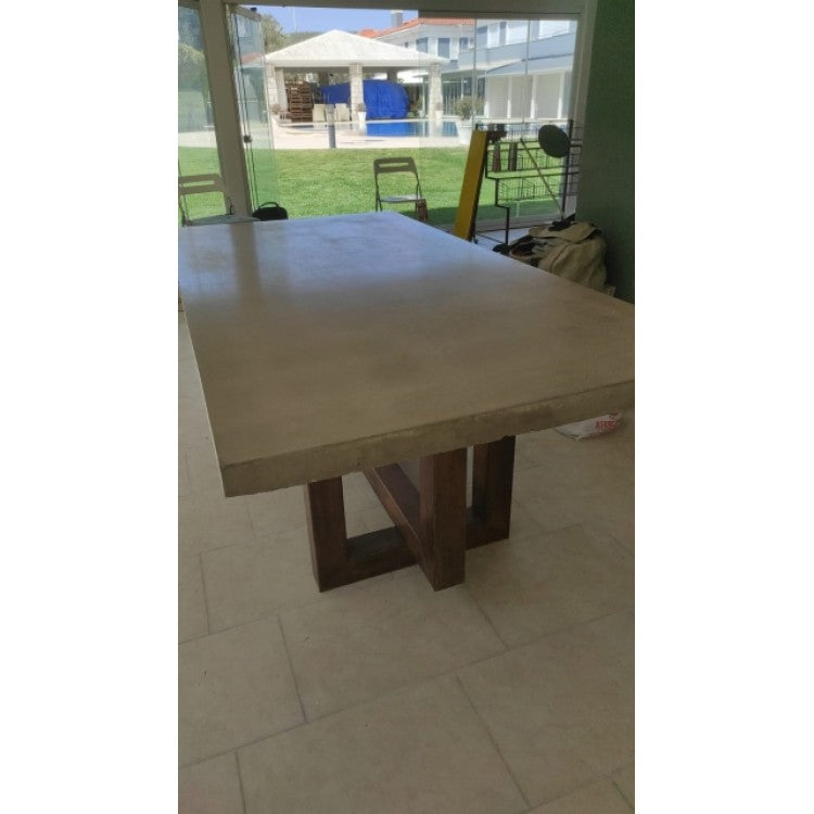 Lightweight Concrete Rectangular Dining Table 39x102 - Industrial Modern Contemporary