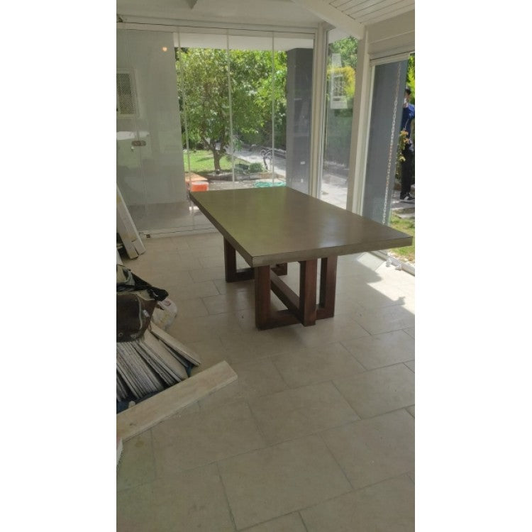 Lightweight Concrete Rectangular Dining Table 39x79 Handcrafted with Glass Fiber Reinforced