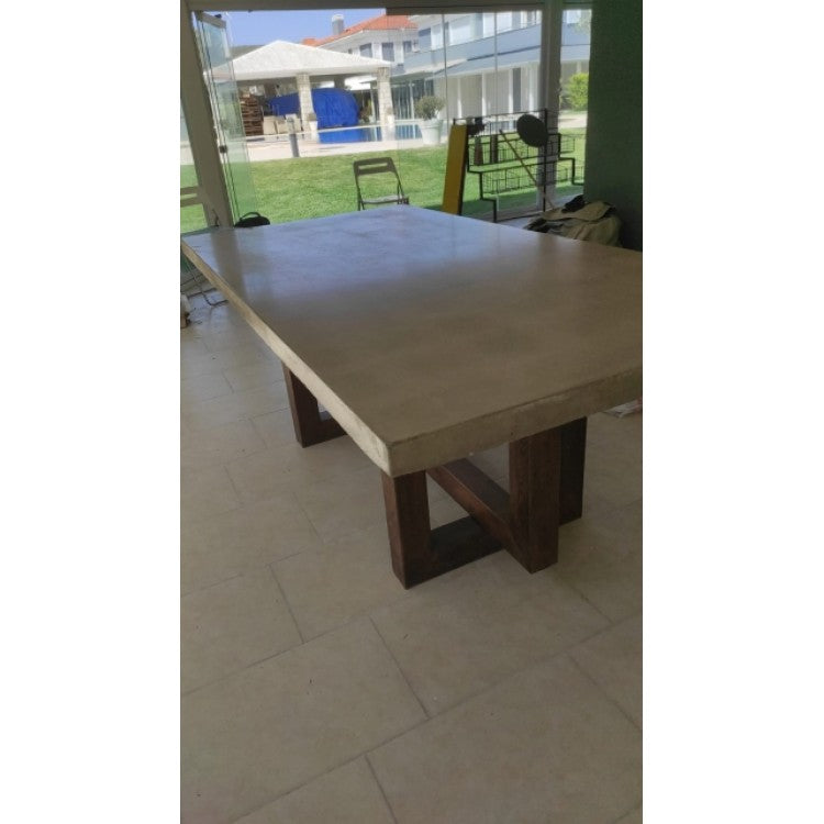 Lightweight Concrete Rectangular Dining Table 39x102 - Industrial Modern Contemporary