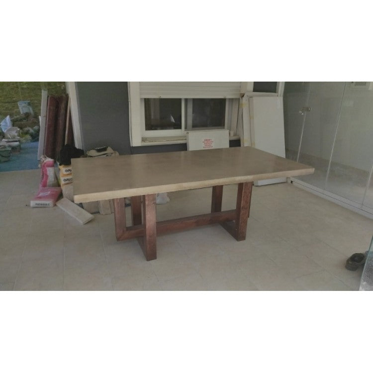Lightweight Concrete Rectangular Dining Table 43x134 Handcrafted