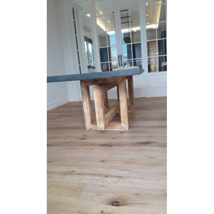 Lightweight Concrete Rectangular Dining Table Modern Industrial 35.5 x 71 inches