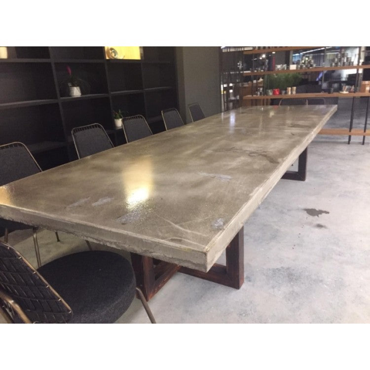 Lightweight Concrete Rectangular Dining Table 47x142 - Industrial