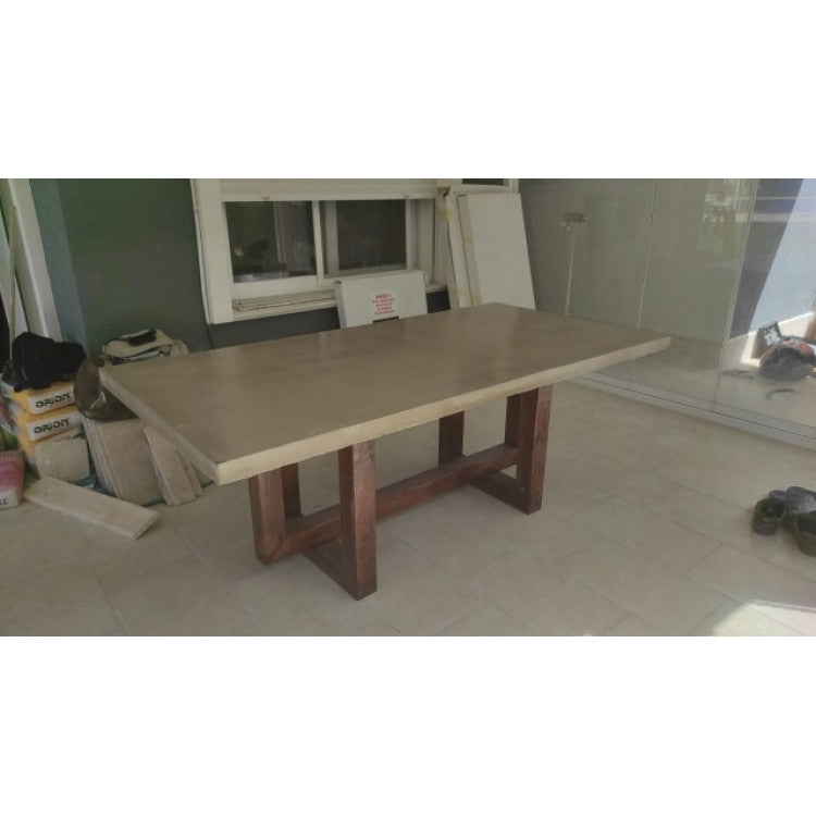 Lightweight Concrete Rectangular Dining Table 39x79 Handcrafted with Glass Fiber Reinforced