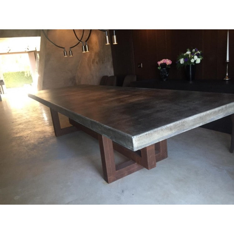 Lightweight Concrete Rectangular Dining Table 39x102 - Industrial Modern Contemporary